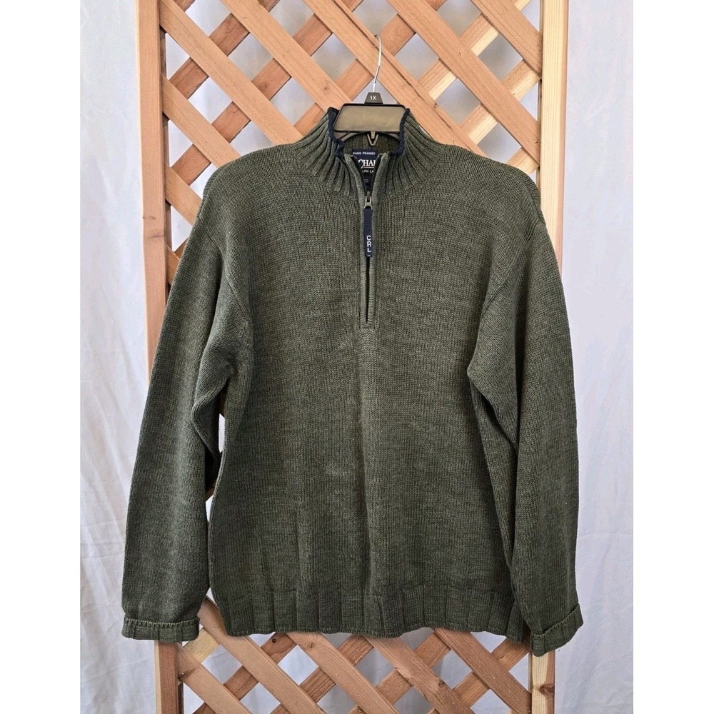 Chaps Ralph Lauren Men's Pullover Cotton 1/4 Zip Sweater - Color Green - Size M